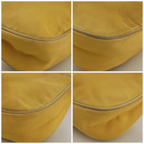 PRADA Shoulder Bag Nylon Leather Yellow Gold Auth 102786 - Picture 14 of 16